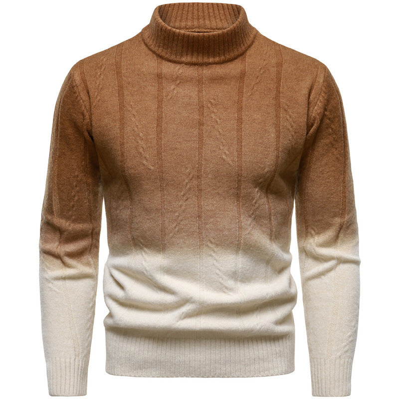 Gradient Color Half Turtleneck Handsome Men's Sweater