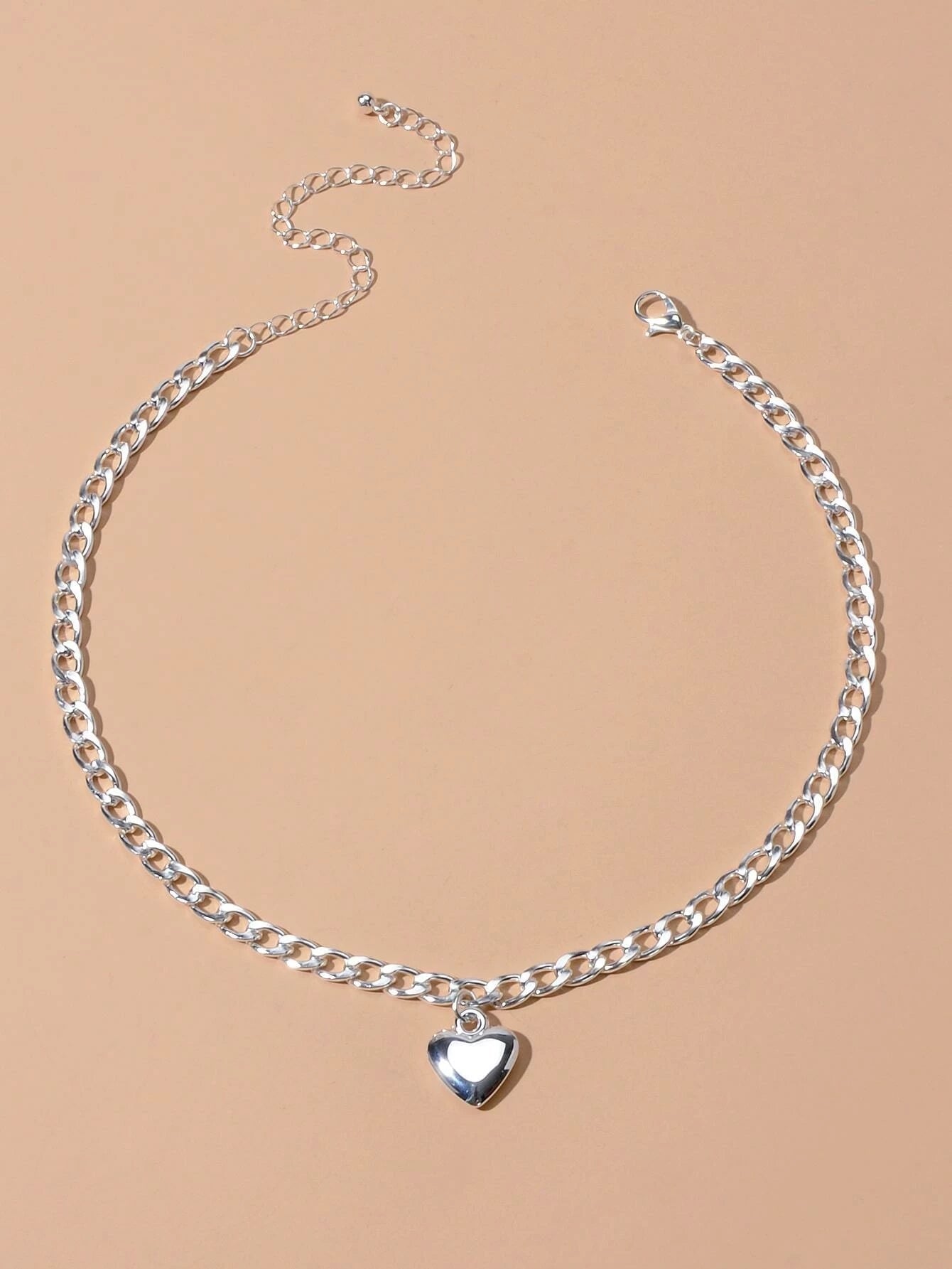 Fashion Gold Silver Chain Love Heart Charm Necklace Women Minimalist Accessories