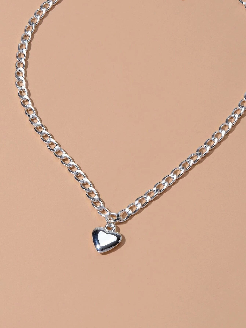 Fashion Gold Silver Chain Love Heart Charm Necklace Women Minimalist Accessories