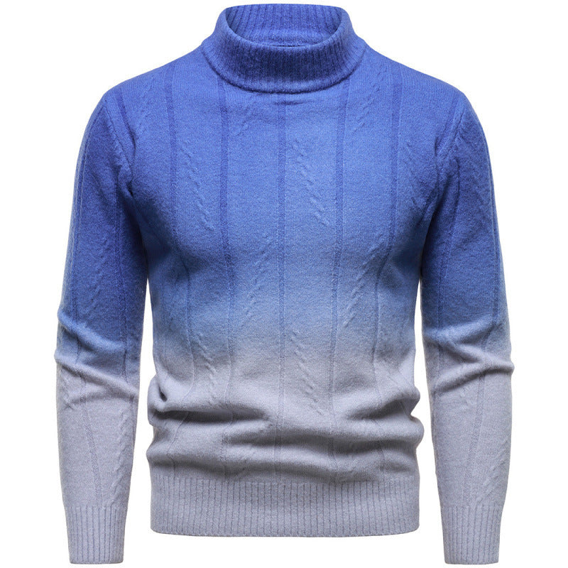 Gradient Color Half Turtleneck Handsome Men's Sweater