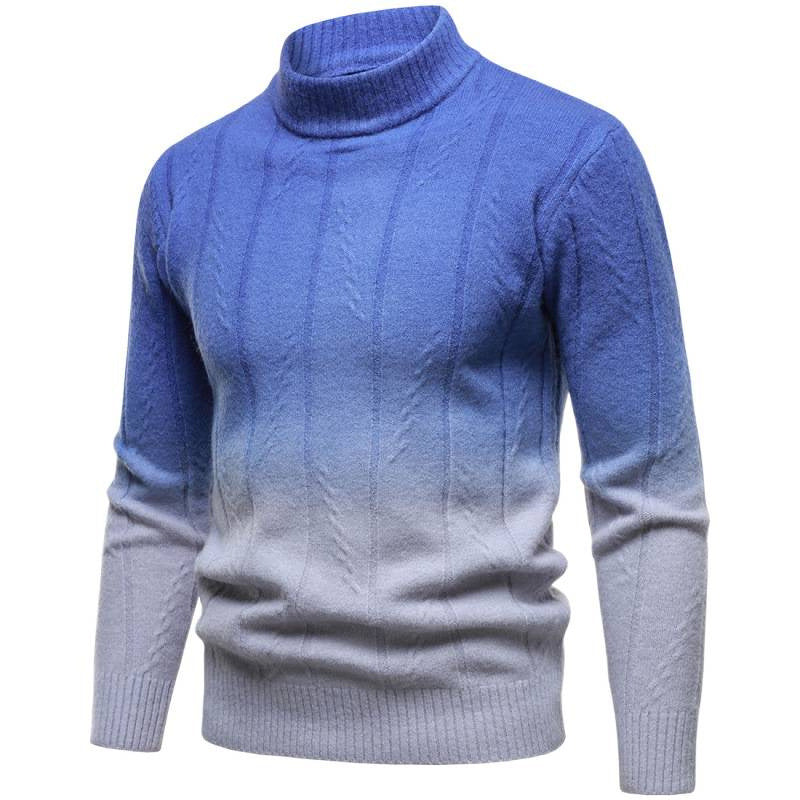 Gradient Color Half Turtleneck Handsome Men's Sweater