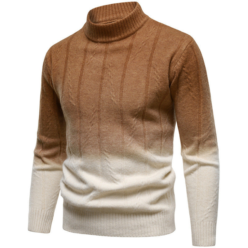 Gradient Color Half Turtleneck Handsome Men's Sweater