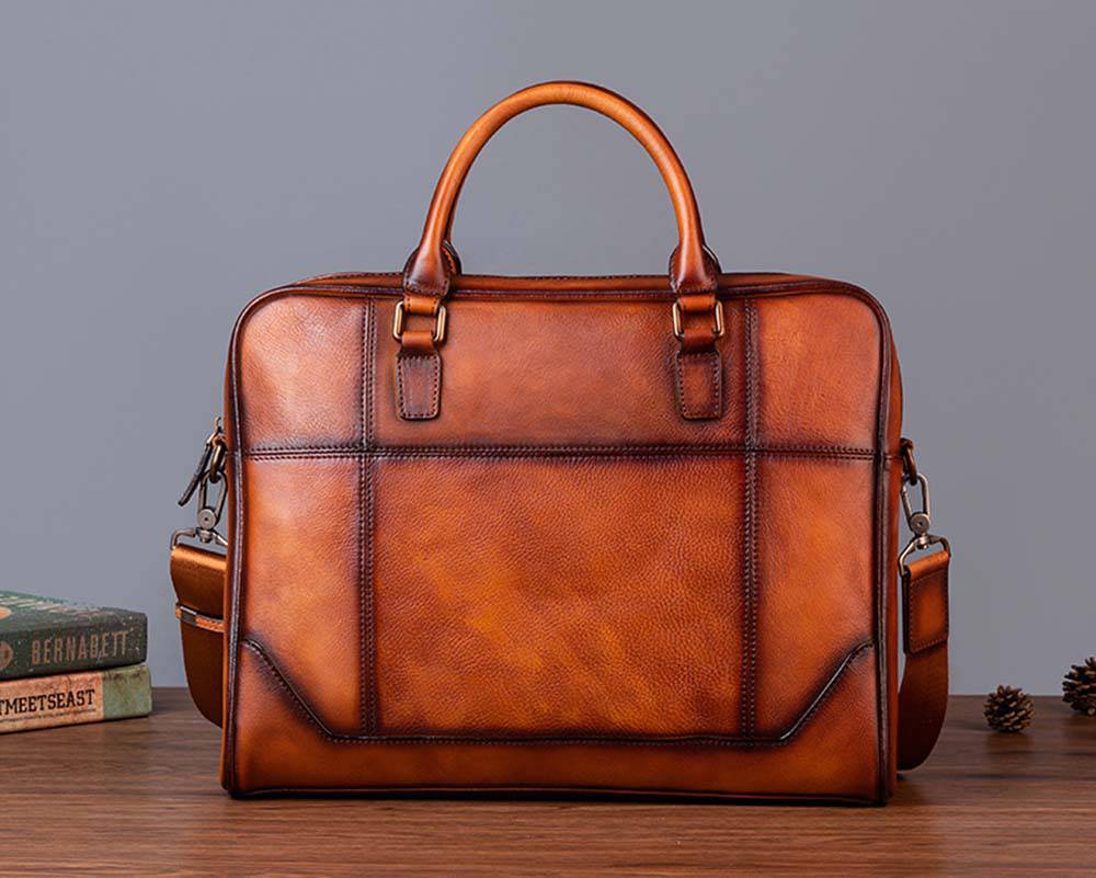 Mens Vintage Leather Buiness Briefcase Shoulder Cross Body Bag   2855