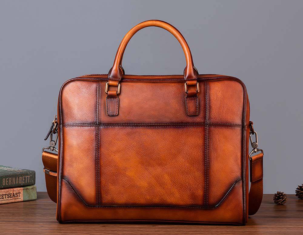 Mens Vintage Leather Buiness Briefcase Shoulder Cross Body Bag   2855