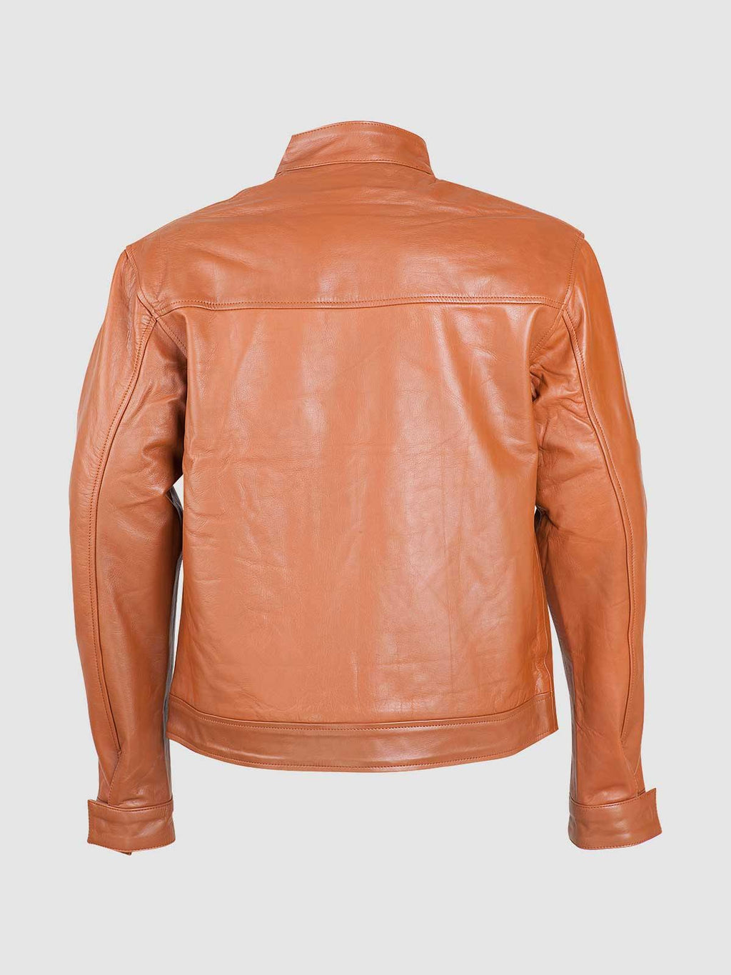 Minimal Tan Biker Leather Jacket