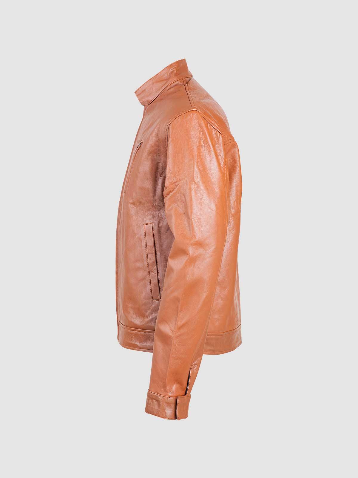 Minimal Tan Biker Leather Jacket