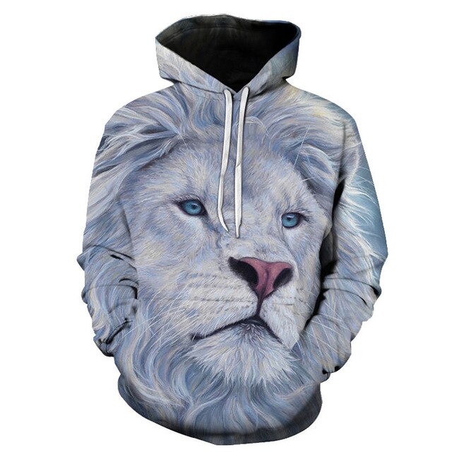 Novelty Flame Lion Hoodie Men's Animal Men's Clothing Flame