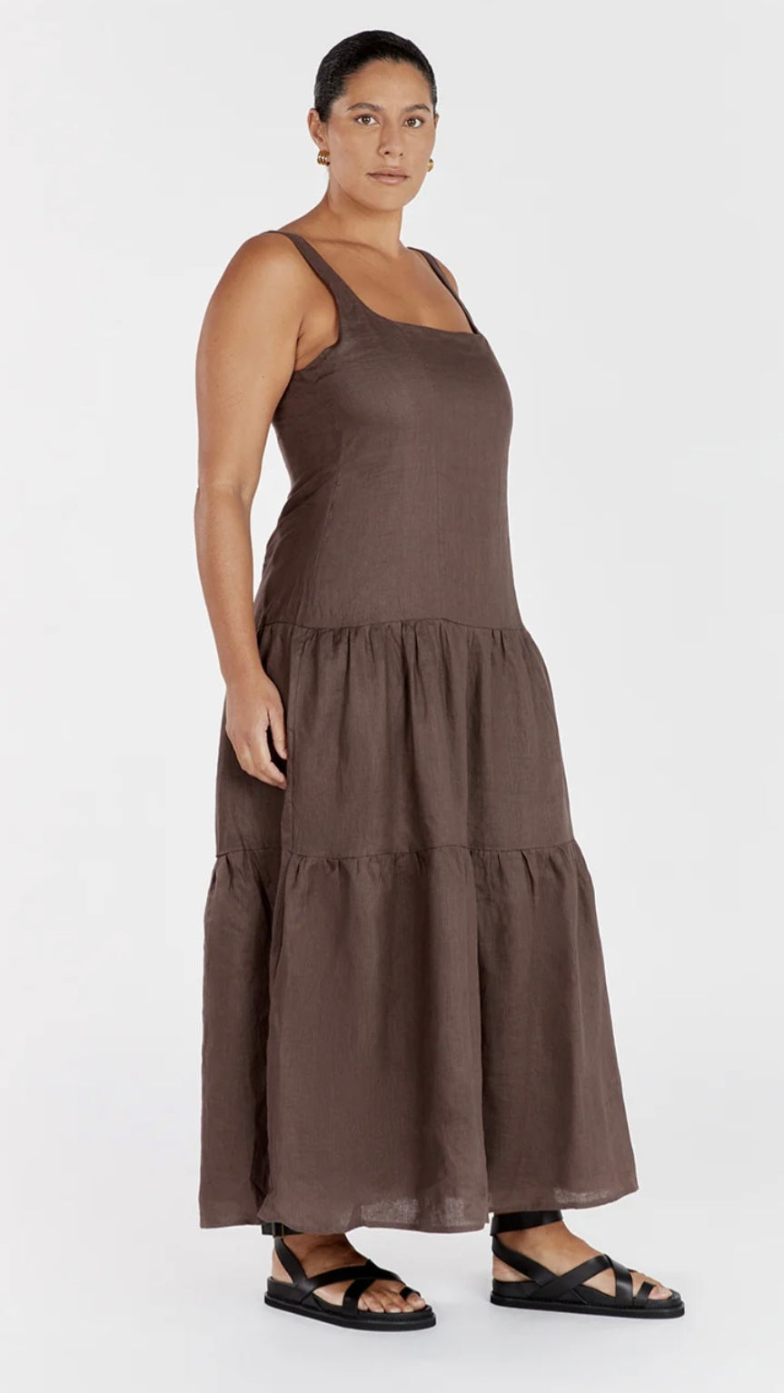 Brown Linen Dress | Maxi Dress | Linen Dress | Linen Clothing | 100% Organic Linen